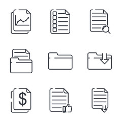 Document web set icon template color editable. Document auditing web pack symbol vector sign isolated on white background illustration for graphic and web design.