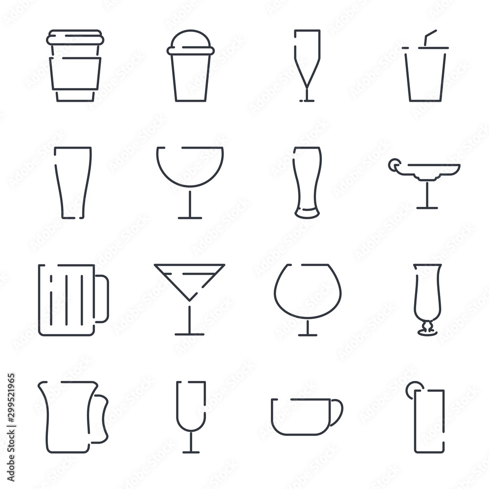 Aufkleber drinks set icon template color editable. drink pack symbol vector sign isolated on white background 