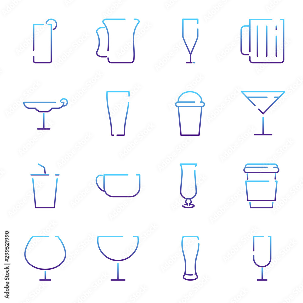 Aufkleber drinks set icon template color editable. drink pack symbol vector sign isolated on white background 