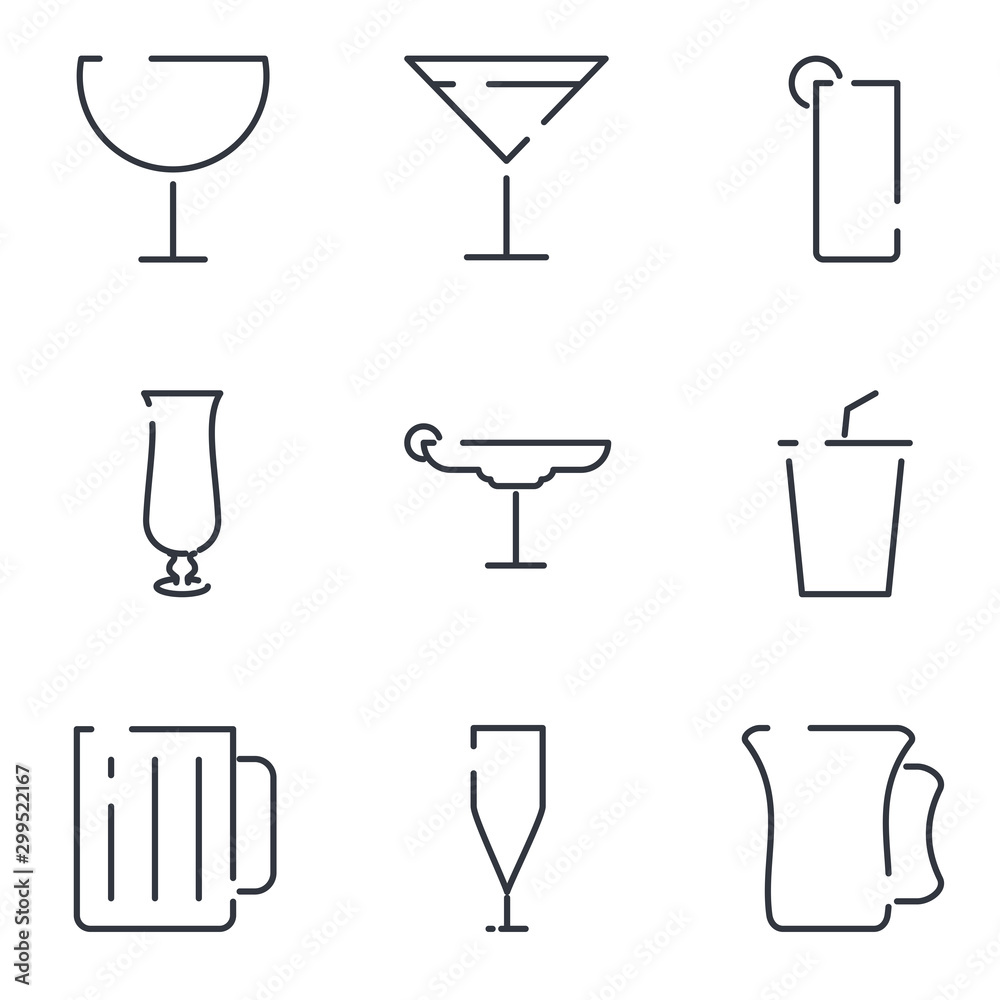 Poster Drinks set icon template color editable. Drink pack symbol vector sign isolated on white background illustration for graphic and web design.