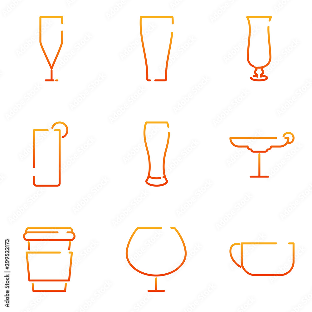 Aufkleber Drinks set icon template color editable. Drink pack symbol vector sign isolated on white background illustration for graphic and web design.
