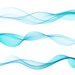  Elegant waves. Abstract background of blue wavy lines. Design element