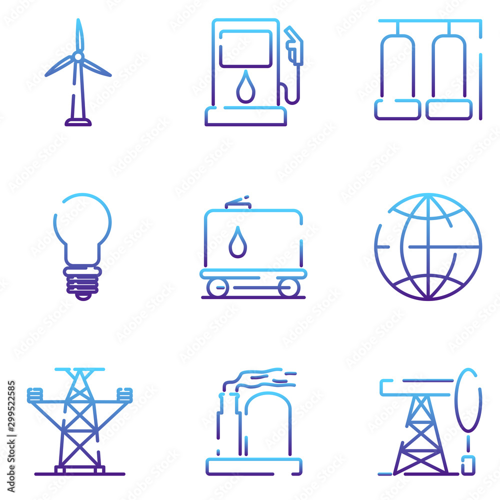 Poster energy and industrial set icon template color editable. energy and industrial pack symbol vector sig