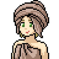 Obraz premium vector pixel art towel girl