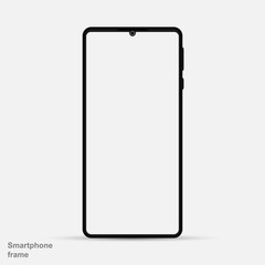Smartphone mockup with blank screen black and white vector illustration.