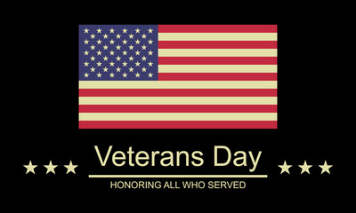 Veterans Day. Honoring all who served. Flat vector illustration.