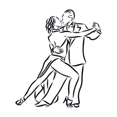 Fototapeta na wymiar illustration of dancers tango , sketch 