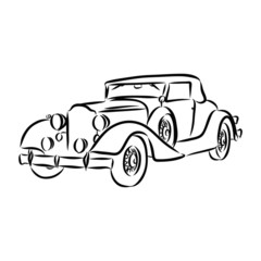illustration of a car, retro car sketch 