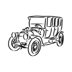 Fototapeta na wymiar vector illustration of a vintage car, retro car sketch 