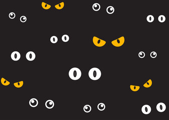 Vector illustration of spooky eyes in the dark background - Halloween background