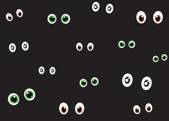 Vector illustration of spooky eyes in the dark background - Halloween background