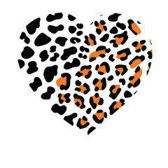 wild heart leopard. Fashion Vector illustration heart shape.