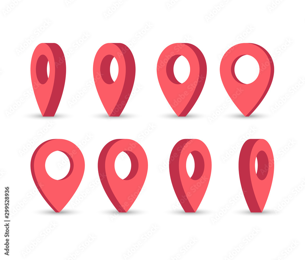 Poster 3d red map pointers. vector icon.