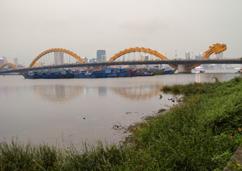Dragon Bridge in Da Nang city center, Vietnam 