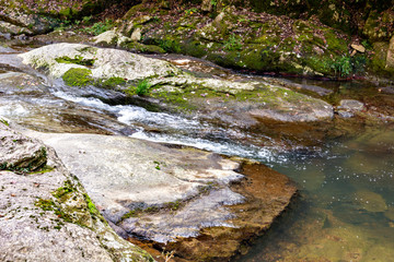 Hiking trail along Kamakura gorge in Hyogo prefecture, Japan in autumn