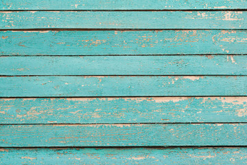 wooden background, a fragment of the wall of an old wooden house painted in turquoise