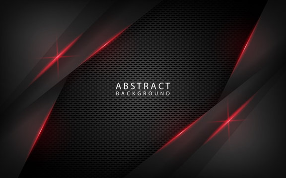 Abstract metallic black frame layout modern technology design template for use element cover, banner, advertising, brochure, card, and landing page. Overlap layers 3D effect with red light decoration.