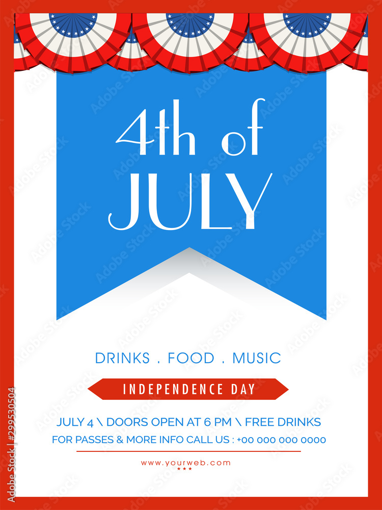 Wall mural 4th of july template, banner or flyer.