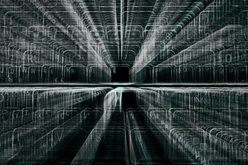 Digital abstract bits data stream, cyber pattern digital background.