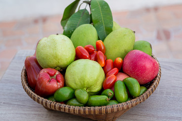 Mixed fruit, Asian tropical fruit in season.group of colorful fruit.