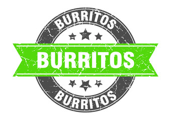 burritos round stamp with green ribbon. burritos