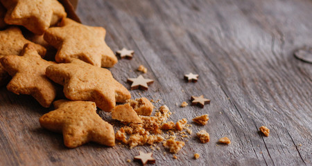 gingerbread cookie on wooden background