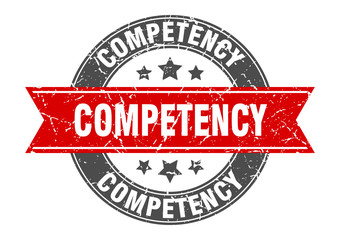 competency round stamp with red ribbon. competency