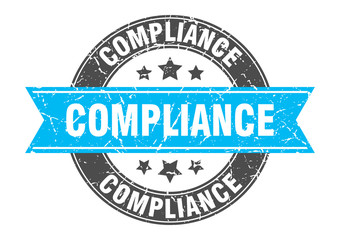Obraz premium compliance round stamp with turquoise ribbon. compliance