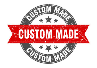 custom made round stamp with red ribbon. custom made