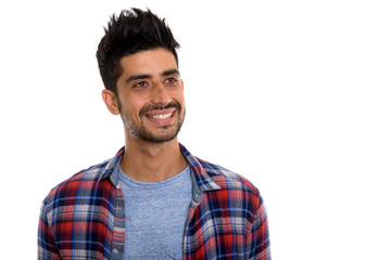 Portrait of young bearded Persian hipster man