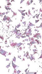 Fototapeta na wymiar Flying euro banknotes isolated on a white background. Money is flying in the air. 500 EURO in color. 3D illustration