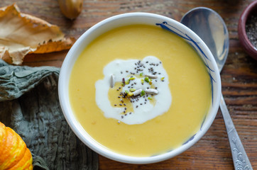 Pumpkin soup, food photography