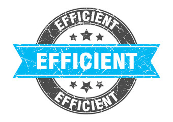 efficient round stamp with turquoise ribbon. efficient