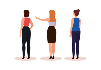 Fototapeta premium group business women of back avatar character vector illustration design