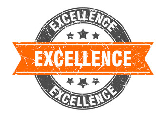 excellence round stamp with orange ribbon. excellence