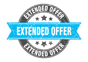Fototapeta premium extended offer round stamp with turquoise ribbon. extended offer