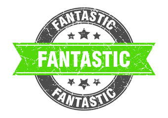 Obraz premium fantastic round stamp with green ribbon. fantastic