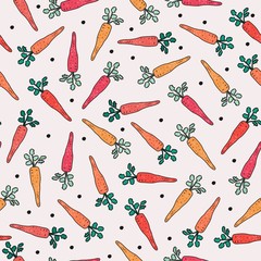 Vector seamless pattern with color carrots. Background for textiles or wrapping paper. - 299532799