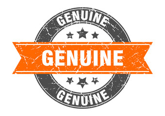 genuine round stamp with orange ribbon. genuine