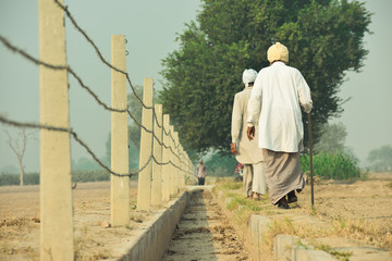 view of an Indian Punjabi in the village fields