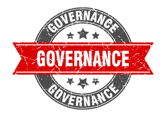 governance round stamp with red ribbon. governance