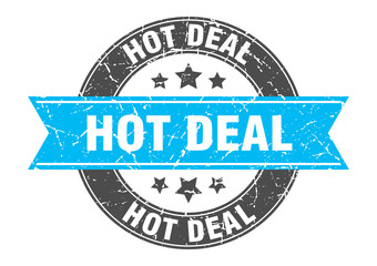 hot deal round stamp with turquoise ribbon. hot deal