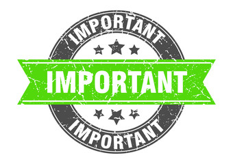 important round stamp with green ribbon. important