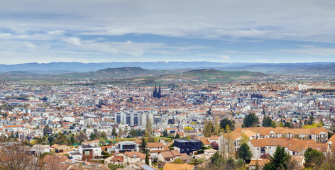 Fototapeta na wymiar Aerial view of Clermont-Ferrand, France