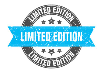 limited edition round stamp with turquoise ribbon. limited edition