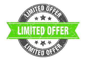 limited offer round stamp with green ribbon. limited offer