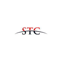 Initial letter STC, overlapping movement swoosh horizon logo company design inspiration in red and dark blue color vector