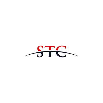 Initial letter STC, overlapping movement swoosh horizon logo company design inspiration in red and dark blue color vector