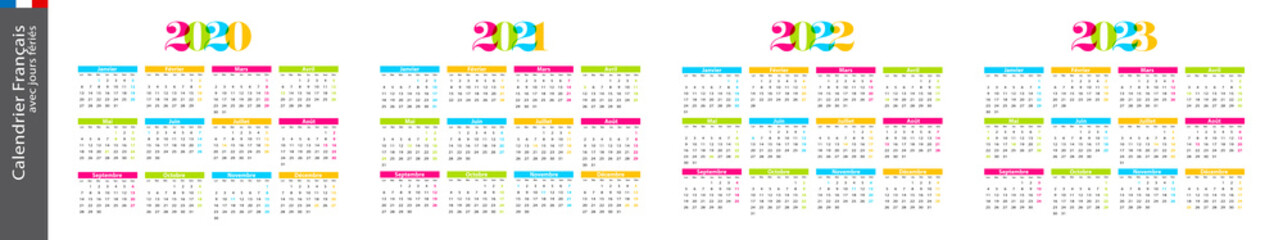 Cm 2023 Calendrier Calendrier Français 2020, 2021, 2022 Et 2023 Wall Mural | Wallpaper  Murals-Brad Pict