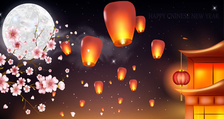 2020 Chinese New Year Rat zodiac sign. Red and gold festive background with rat.